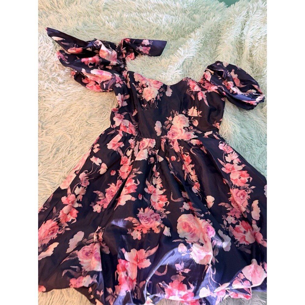 Luxxel Floral Mini Purple Pink Dress Romantic Rose Formal Elegant Cocktail